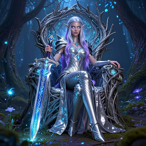 Regal Night Elf Princess in Enchanted Forest