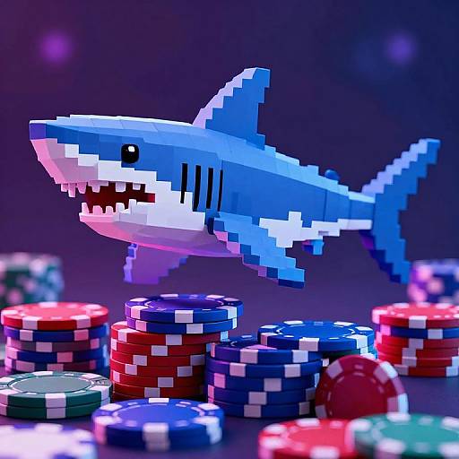 Neon Synthwave Pixel Shark