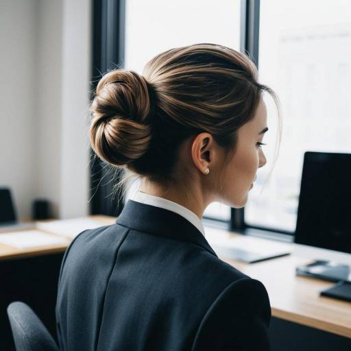 Businesswoman with Low Bun Hairstyle in Office