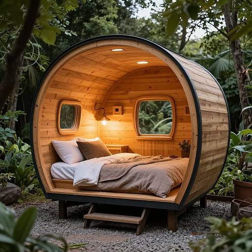 Cozy Curved Wooden Tiny House