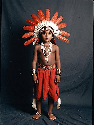 Boy in Traditional Red Indian Costume