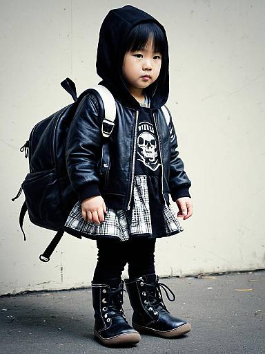 Toddler in Rocker Costume with Backpack
