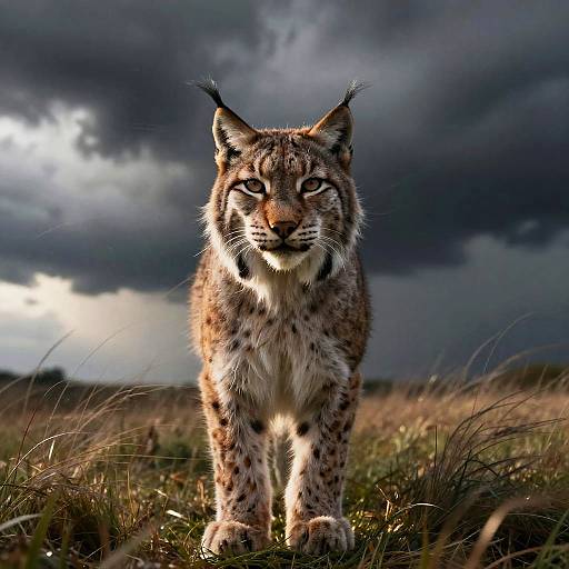 Eurasian Lynx in Stormy Winds