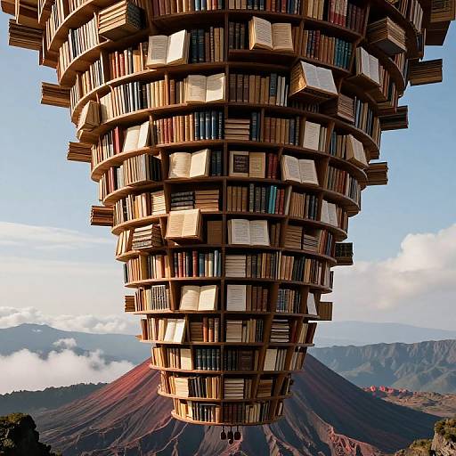 Spiral Library Around Drifting Volcano