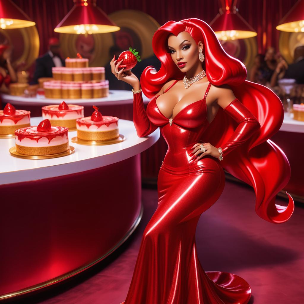 Hip-Hop Jessica Rabbit with Cheesecake