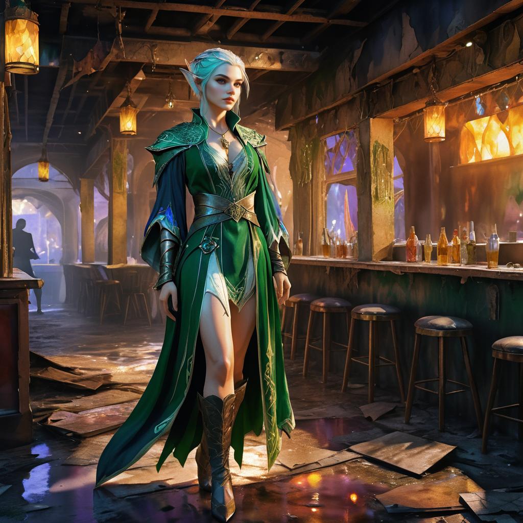 Elegant Elf in a Ruined Dive Bar