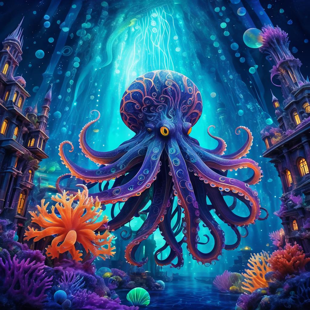 Mystical Underwater Journey of an Octopus