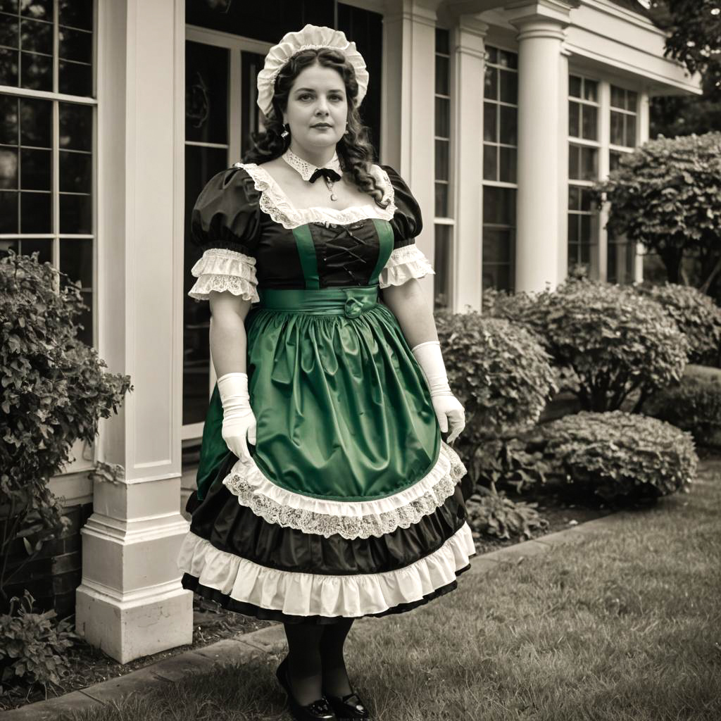 Vintage Curvy Maid in Elegant Mansion