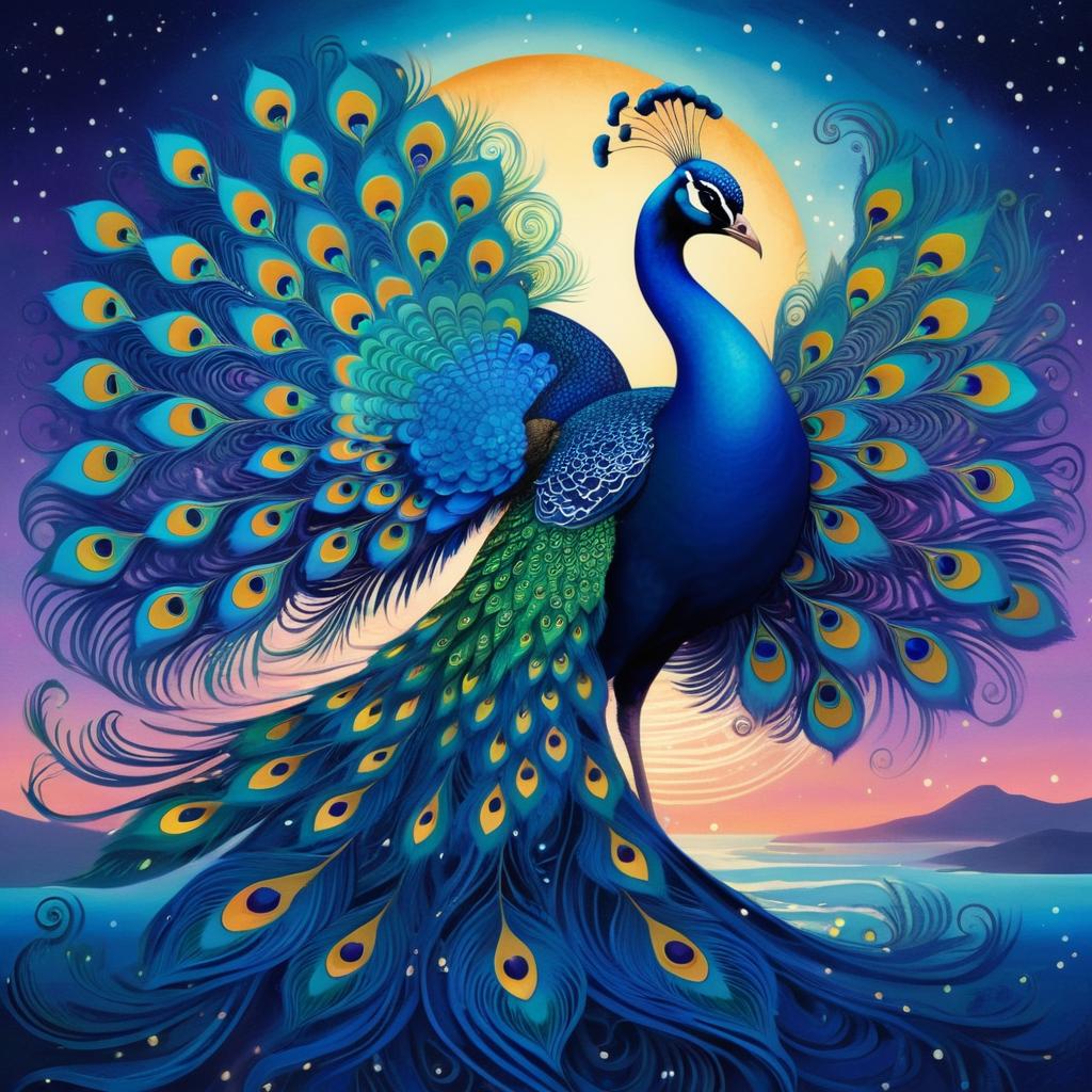 Twilight Fusion: Peacock-Octopus Artwork