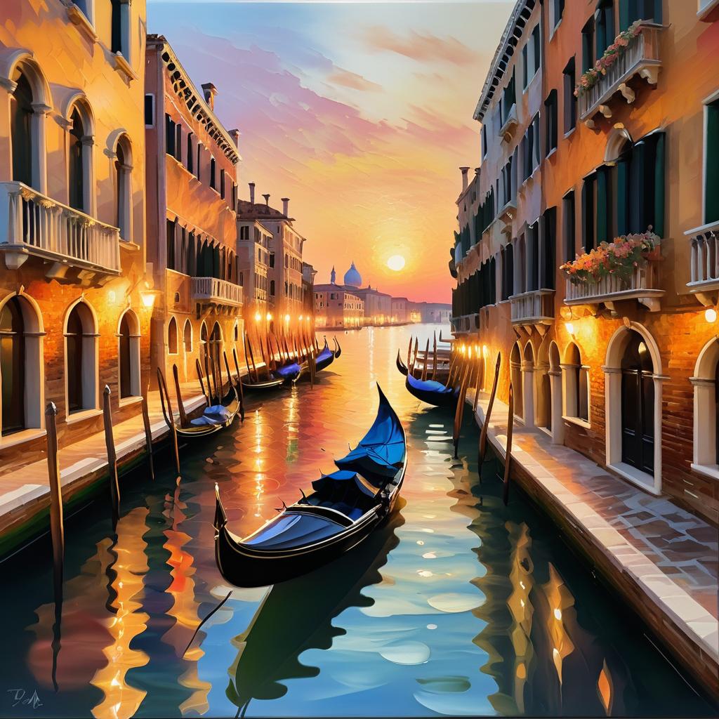 Impressionistic Sunset Scene of Venice