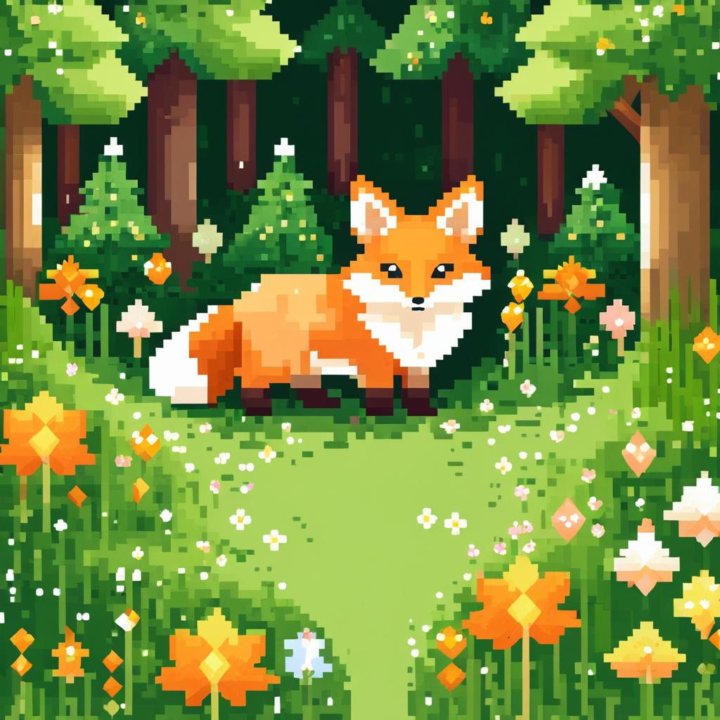 Cozy Fairycore Fox in Pastel Meadow