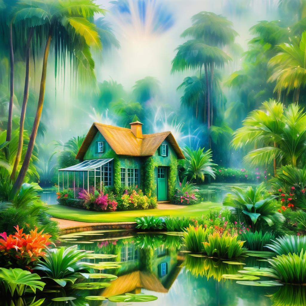 Whimsical Cottage by the Tropical Pond