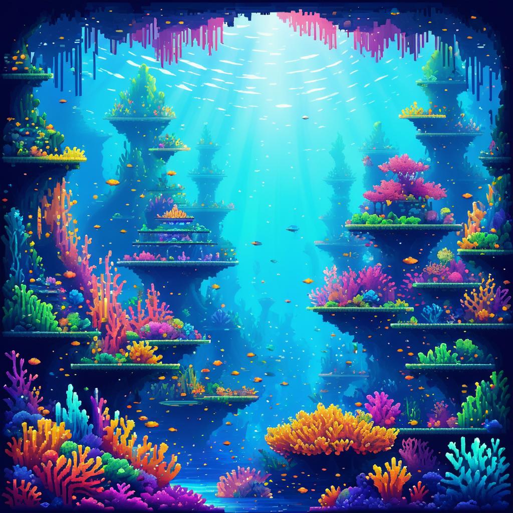 Vibrant Underwater Kingdom Pixel Art