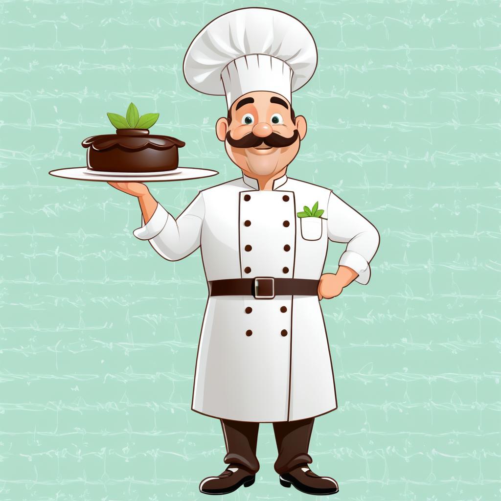 Cheerful Chef with Chocolate Cake Illustration