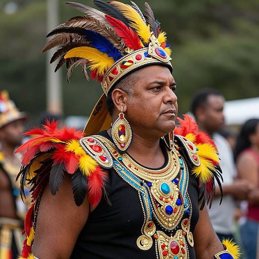 Man in Ornate Feathered Crown