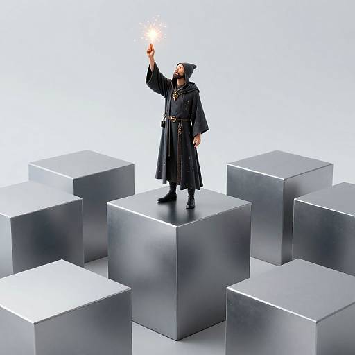 Futuristic Sorcerer Casting Spell