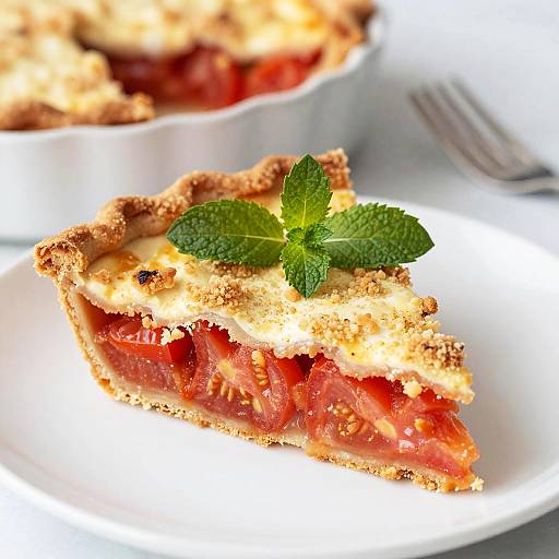 Close-Up Tomato Cheese Pie Slice