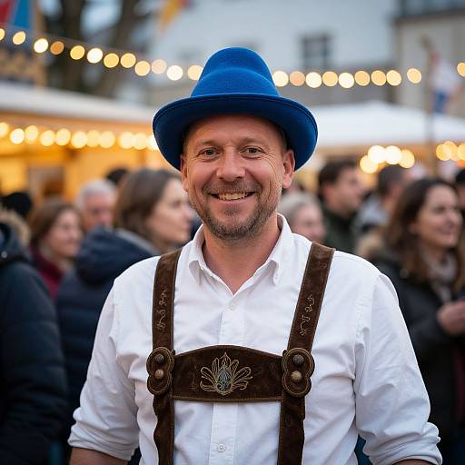 Cheerful Man in Bavarian Festival Attire