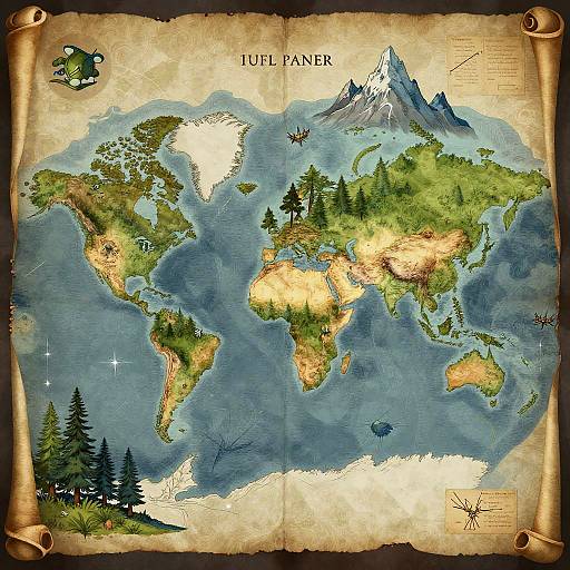 Vintage-style world map titled 