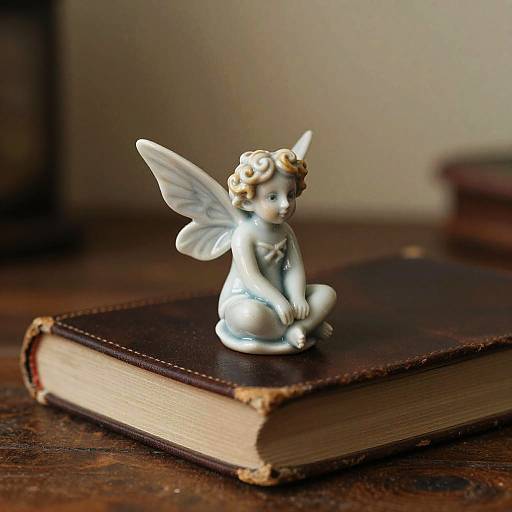Delicate Porcelain Fairy on Vintage Book