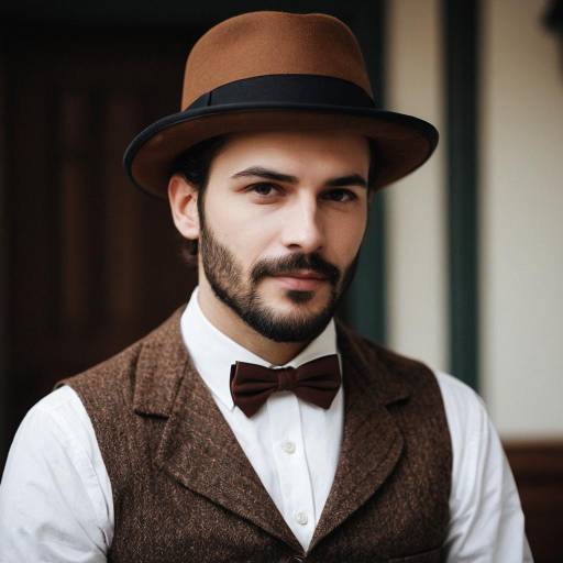 Stylish Man in Brown Hat and Vest