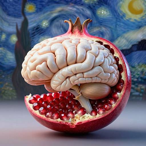 Surreal Brain in Pomegranate Shell