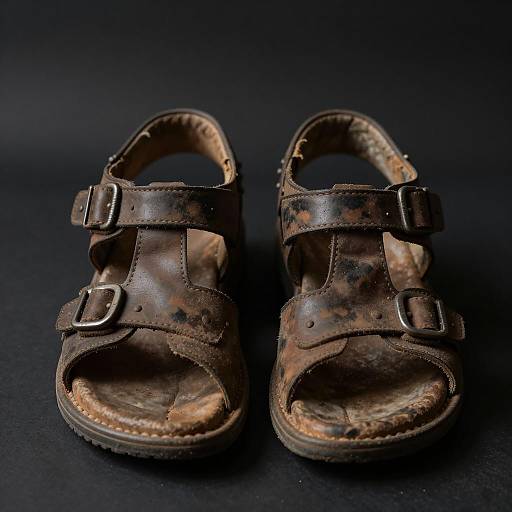 Worn-Out Brown Leather Sandals