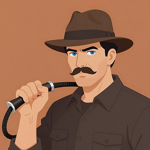 Stern Man with Fedora and Whip