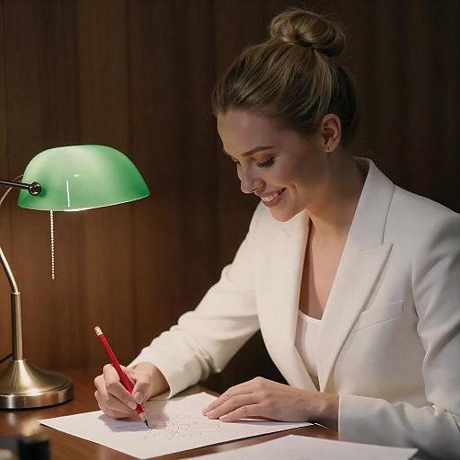 Creative Woman Sketching in Dim Light