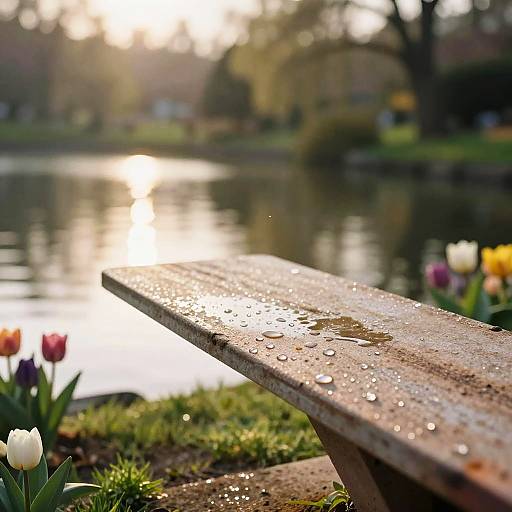 Springboard with Dewy Morning Reflection