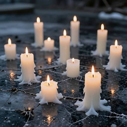 Ivory Candle Garden on Black Ice