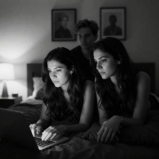 Dimly Lit Bedroom Portrait of Three People