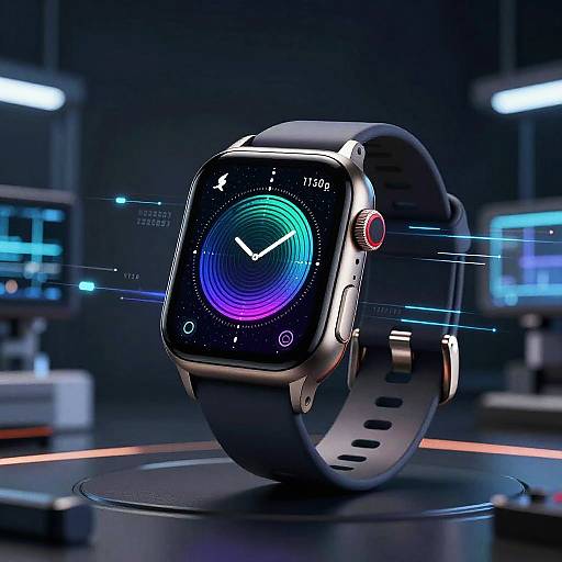 Futuristic Smartwatch with Floating Data