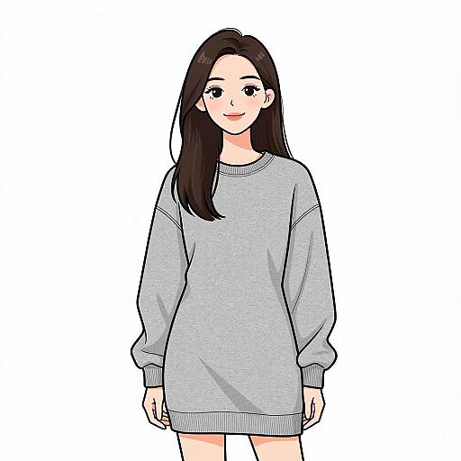 Smiling Woman in Casual Sweatshirt Dress