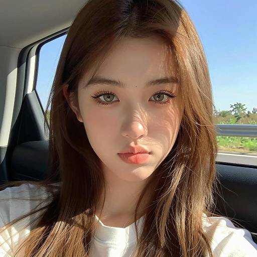 Young Woman in Car Sunlight