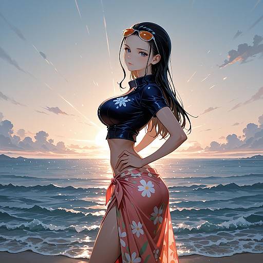 Nico Robin by the Sea in Sarong