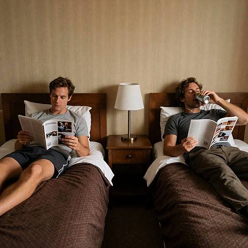 Cozy Bedroom Scene with Two Men