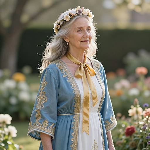 Graceful Elderly Woman in Floral Crown
