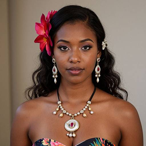 Dark-Skinned Hula Girl Portrait