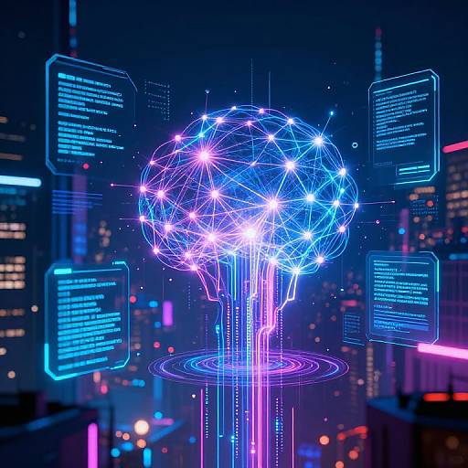 Futuristic Cyberpunk AI Interface Scene