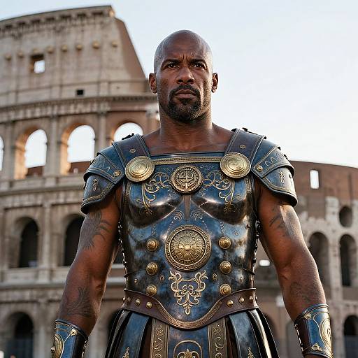 Muscular Roman Warrior at Colosseum Sunset