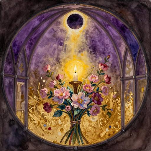 Watercolor Bouquet with Candlelight Eclipse