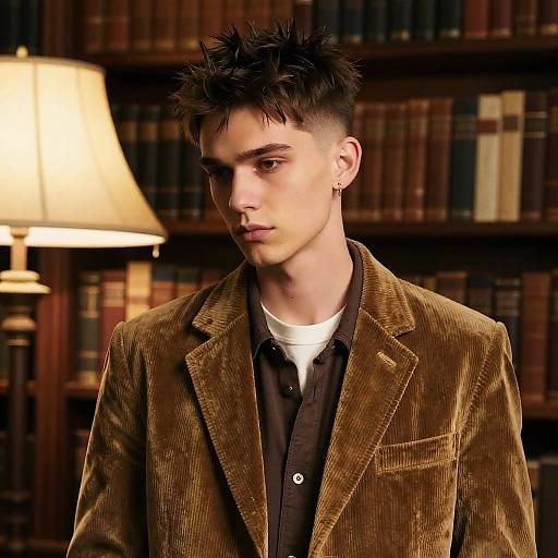 Faux Hawk Fade in Vintage Library