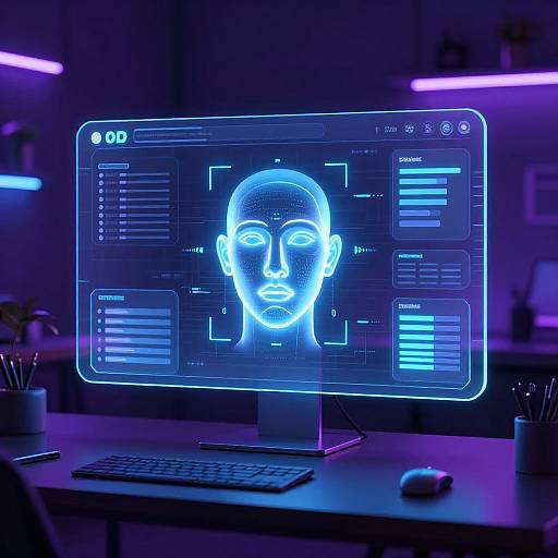 Glowing Face Editor on Holographic Display
