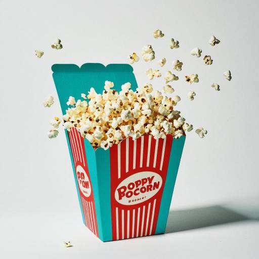Retro Popcorn Box with Flying Popcorn