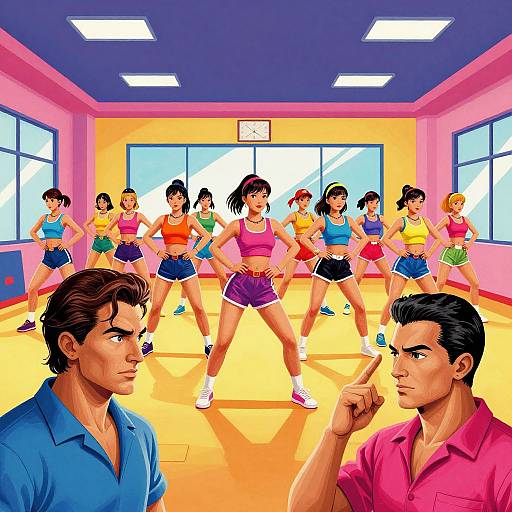1990s Style Girls Dance Fitness Class
