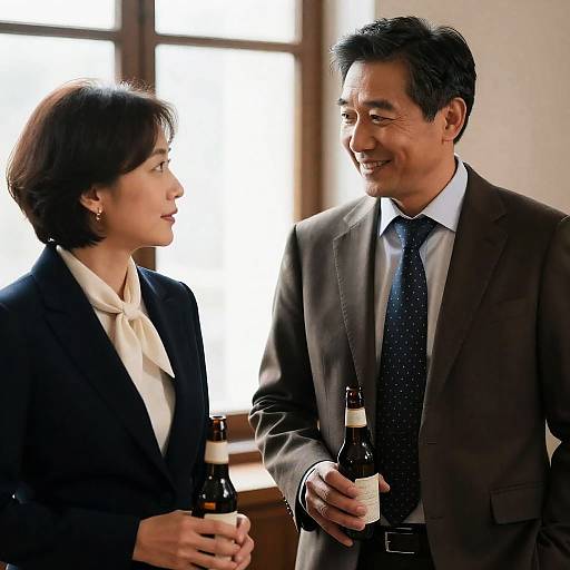 Middle-Aged Couple Smiling Indoors