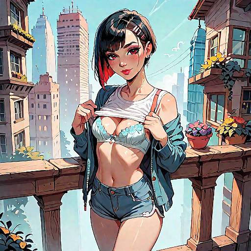 Irresistible College Girl on City Balcony