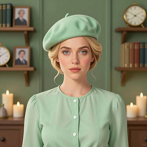 Elegant Woman in Blush Green Aesthetic