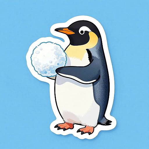 Penguin Holding Snowball Sticker